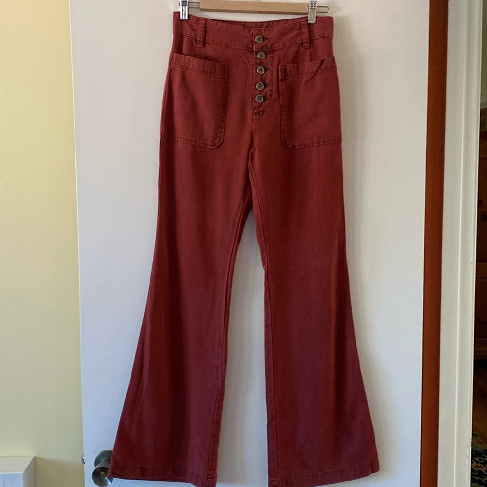 FREE PEOPLE  Cotton Twill , High Waist, Wide Leg Pants
